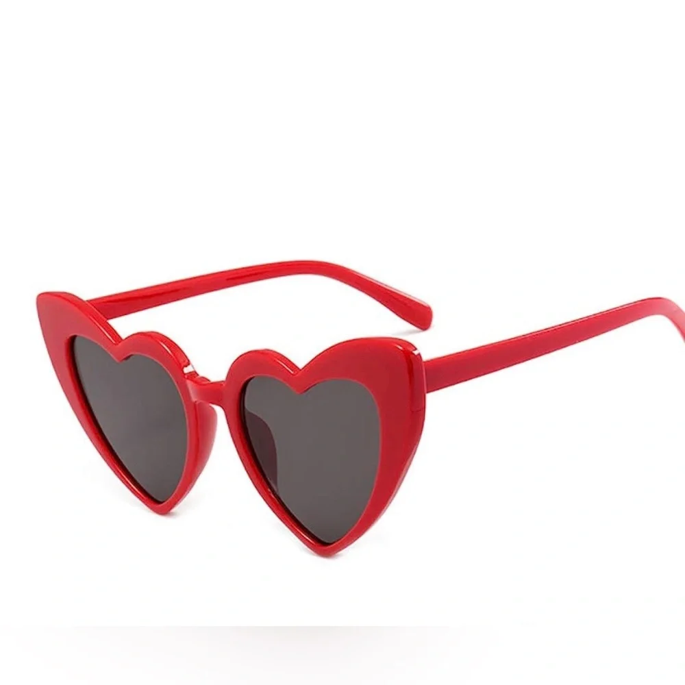 Red Heart Shaped Sunglasses Vintage Swifies Cat Eye Mod Retro Elton John
